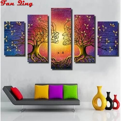 5d Diamond Painting Abstract art painting tree couple Diamond Embroidery Art Tree Landscape Mosaic Sunset Home Decor