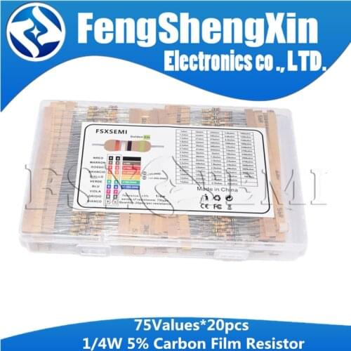 30values*10pcs=300pcs 1/4w Resistance 1% Metal Film Resistor Assortment Kit 10 -1M Ohm