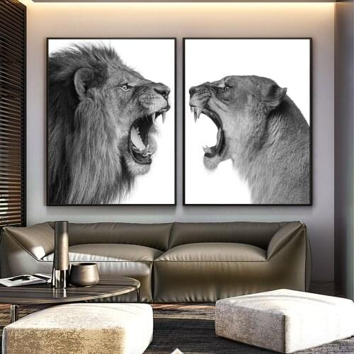 African Lion Howling Angry Roar Art Canvas Print Painting Wild Animals Wall Picture Living Room Modern Home Decoration Poster