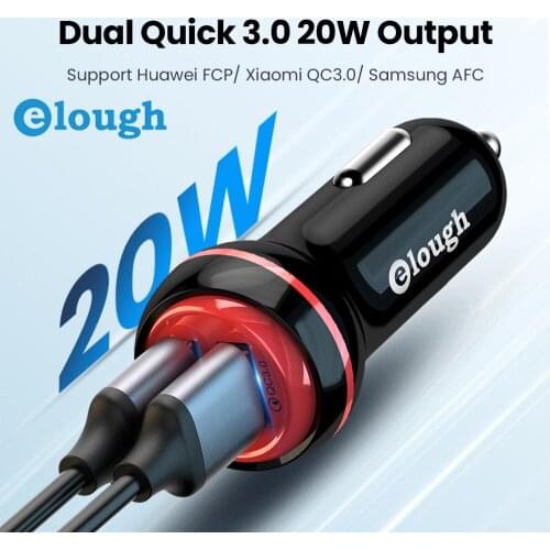 Elough Car Charger 20W USB PD3.0 Quick Charge Type C QC3.0 Fast Charging Car Phone Charger For Huawei Xiaomi Samsung iPhone12Pro