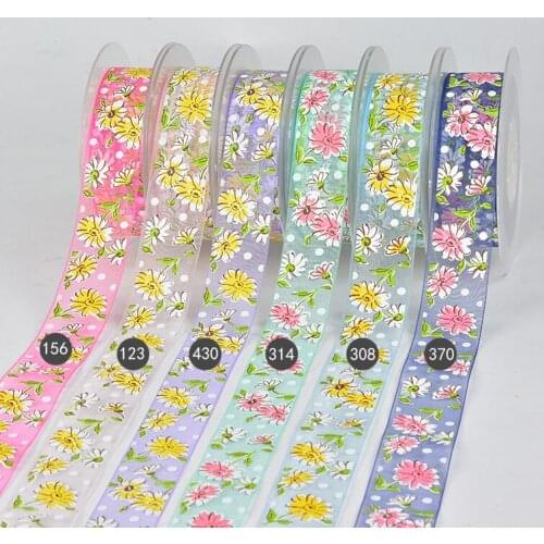 Free shipping 50 yard cartoon printed organza ribbon X72