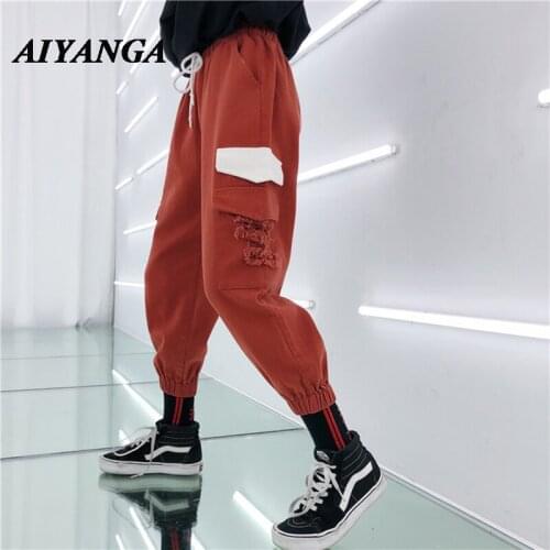 New 2019 New Spring Autumn Pants Cargo Pant Women Hip Hop Loose Multi-pocket Trousers Baggy Pant For Women Casual Student Style