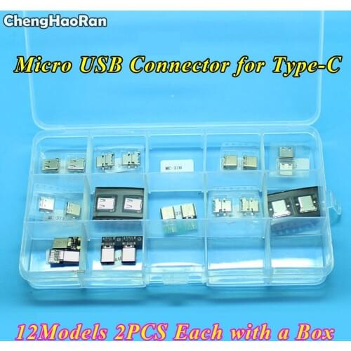 ChengHaoRan 12Models Type C USB Female Jack C micro USB 3.1 Power jack socket Connector Charge charging Dock port Plug
