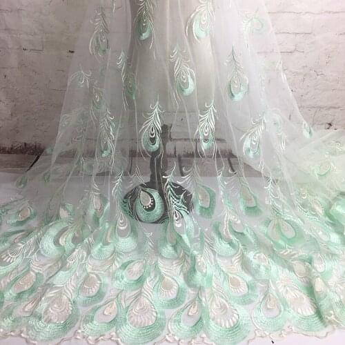 7 Colors Peacock feather Tulle Lace Fabric French Airy Lace Fabric Diy Exquisite Lace Embroidery Clothes Wedding Dress Accessory