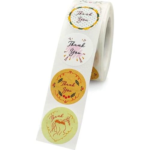 Floral Thank You Stickers Roll 500-Count Stickers Round for Wedding Birthday Party Favors Holiday Celebration Decor NK-Shopping