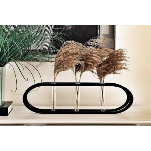 Thorqtech Decorative Metal Vintage Vase Oval 3 Compartment 16cm X 40 Cm Metal Vase