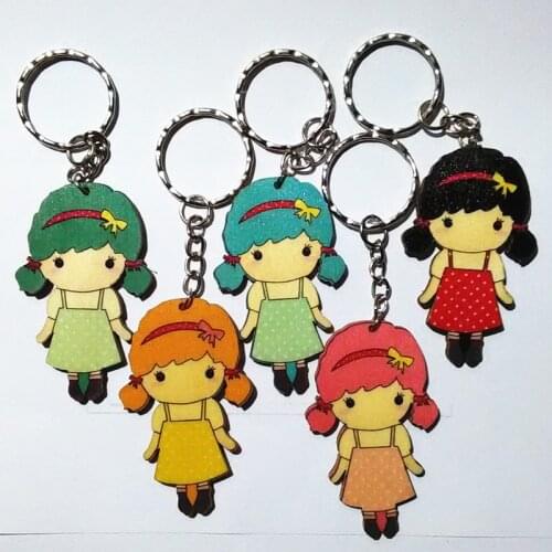 Wooden Baby Key Chain 10 cm Wooden Key Ring Cute Colorful Pendant Bag Charming Car Key Holder Personality Gifts