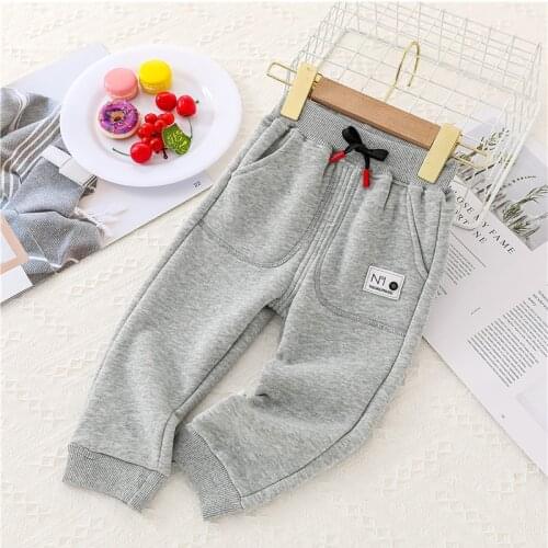 Children Winter Pants for Boys Trousers Infant Toddler Casual Pants Soft Jogger Pants Baby Clothing 1-5 Years Black Gary Sports