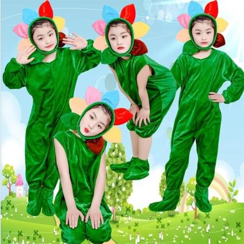 Green Sunflower Costumes For Kids Flower Costume Child Lovely Plant Clothes For School Performance