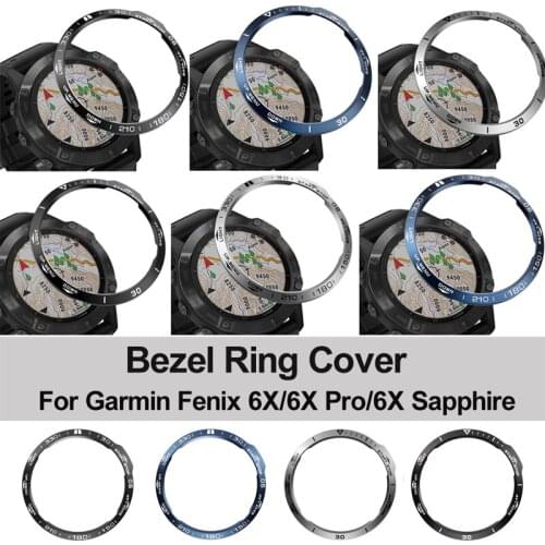 For Garmin fenix 6X/6X Pro/6X Sapphire Smart Watch Bezel Ring Stainless Steel Sculptured Time Anti-scratch Cover Rings case