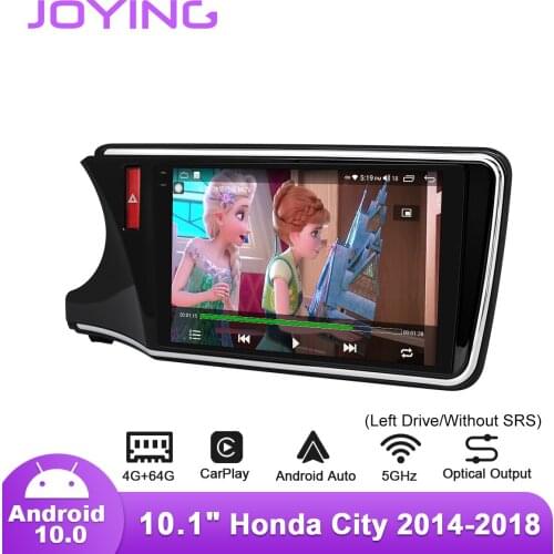 Joying 1 din Android Head Unit 10.1 Inch Car Radio Stereo For Honda City Left Drive 2014-2018 GPS Carplay 5GWIFI Subwoofer DAB