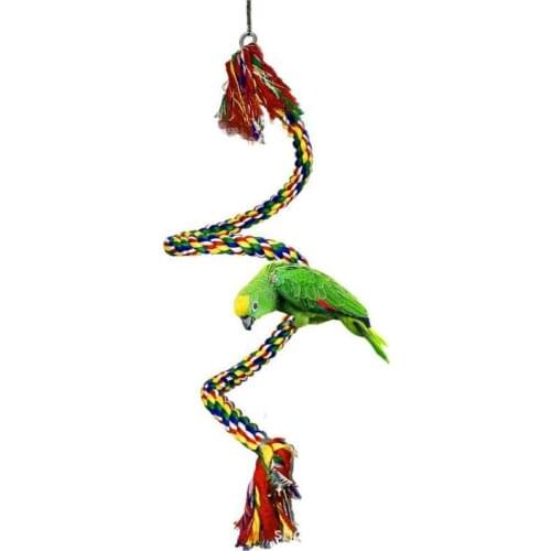 Parrot Rope Toy Braided Parrot Chew Rope Perch Coil Bird Cage Cockatiel Toy Pet Bird Training Accessories Pet Plaything Supplies