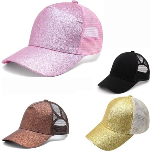 Newest Baseball Cap Men Women Glitter Ponytail Snapback Adjustable Summer Casquette Sunhat Mesh Trucker Hat Gorras Outdoor Cap