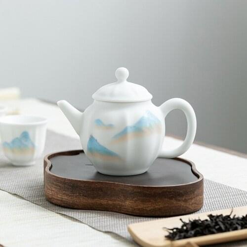 Ceramic Kung Fu Teapot Single Pot Jingdezhen Handle Pot Pitcher Filter Tea Simple Porcelain Teapot Tea Water Jar Tea Set Siteel