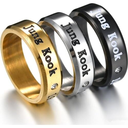 Kpop bangtan boys rings jin jimin suga name letter Ring Stainless Steel Finger Rings Jewelry Accessories for Men Women Jewelry