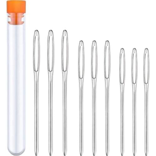 LMDZ 9 Pcs 3 Sizes Large Eye Sewing Needles,Sewing Sharp Needles,Embroidery Thread Needle,Knitting Needles with a Plastic Bottle
