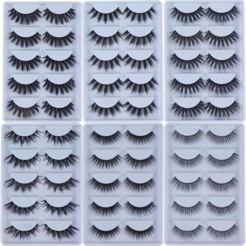 MB 5 Pairs 3D 100% Mink Eyelashes Cruelty Free Eye lashes 5D Handmade Reusable faux cils Natural Popular False Lashes lot Makeup