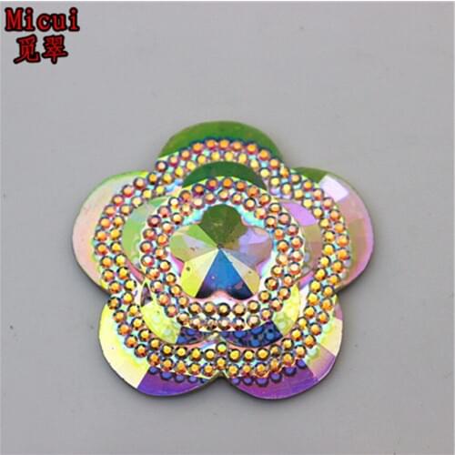 Micui 20pcs 30mm Flower Resin Rhinestones Flat Back Beads Button For Clothes Dress Crafts Garment decoration ZZ324
