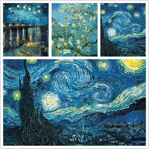 DIY 5D Diamond Painting Van Gogh Starry Night Cross Stitch Kit Full Embroidery Abstract Mosaic Art Picture of Rhinestones Decor