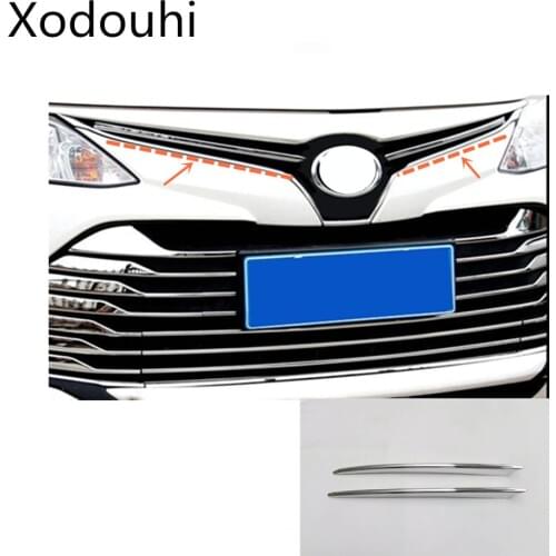 Car body cover trim ABS chrome front up grid grill grille racing frame lamp 2pcs For Toyota Vios/Yaris sedan 2017 2018 2019