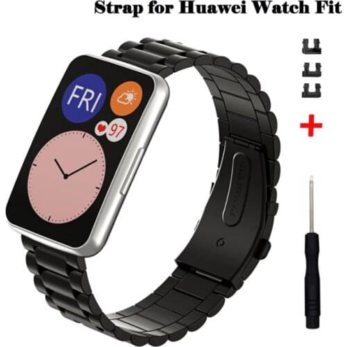 Stainless Steel Metal Watch Band For Huawei Watch Fit Strap For TIA-B09/TIA-B19 Smart Watch Band Bracelet With Dismantling Tool