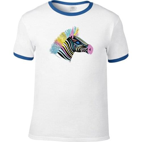 New Arrivals Print zebra Men Cotton Raglan Sleeve Funny Man T-Shirt Mens tshirt