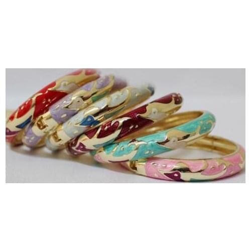 Wholesale10pcs Chinese Cute Hand Cloisonne Enamel Dolphin Bracelet>>> women jewerly Free shipping