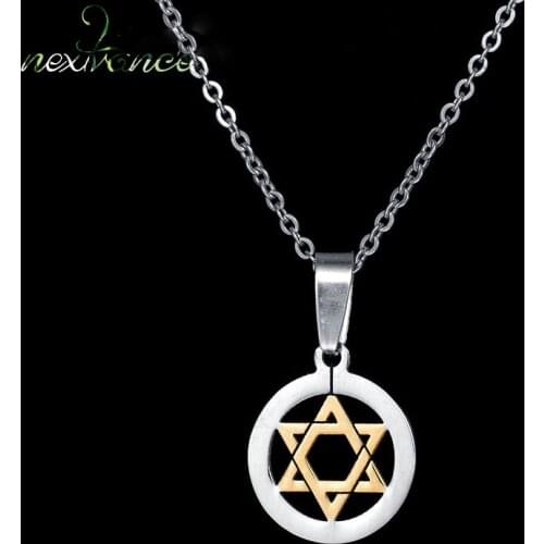 Nextvance Hexagram Round Necklace Gold Fashion Pendant Top Quality Stainless Steel for Women Girlfriend Anniversary Gift