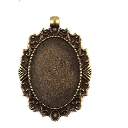 Antique Bronze Cabochon Setting Pendant Trays Blanks Bezel Inner Oval 35*25mm Women ewelry Findings Accessories Wholesale