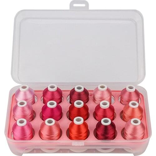 Simthread Pink Series Polyester Machine Embroidery Thread Filament 550 Yards *8 Mini Spools ,120d/2 ,High Strength ,Light Weight