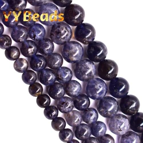 Semi-precious Cordierite Stone Beads Natural Genuine Iolite Round Loose Beads For Jewelry Making DIY Bracelets Necklace 6 8 10mm