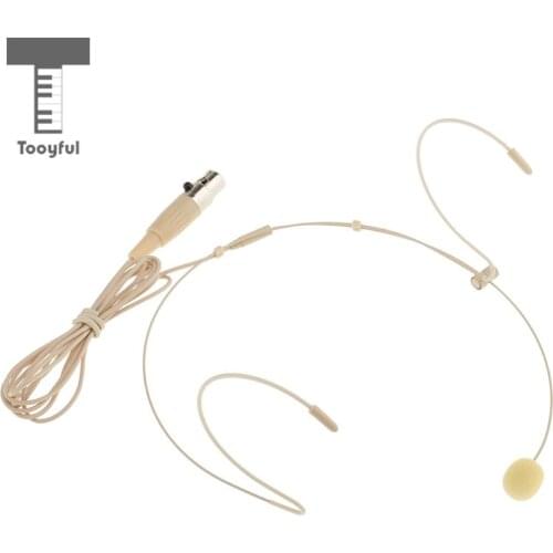 3Pin 4Pin 3.5mm Plug Professional Telescopic & Foldable Double Ear Hook Wired Headset / Headworn Microphone Skin Color