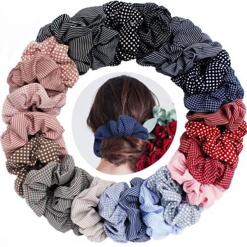 Womans Fashion Hair Scruchie Korean Polka Dot Hair Ties Headband Elastic Hair Bands Ponytail Holder Fashion Hair Accessories
