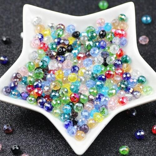 50Pcs AB Colors 8x6mm Rondelle Faceted Glass Czech Crystal Beads For Jewelry bracelet Making Loose Spacer Beads DIY Wholesale