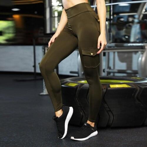 SALSPOR Military Style Fitness Leggings with Pockets Women High Waist Hip Lift Trousers Sexy Skinny Leggins Sweatpants