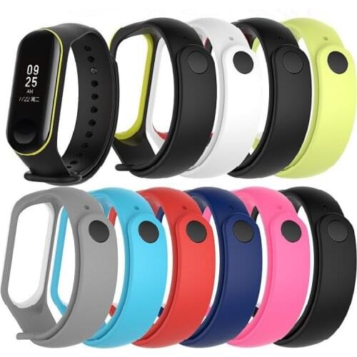 For Xiaomi Mi Band 3 Sport Strap watch Silicone wriststrap For xiaomi mi band 3 Accessories Two-tone Replacement Bracelet Strap