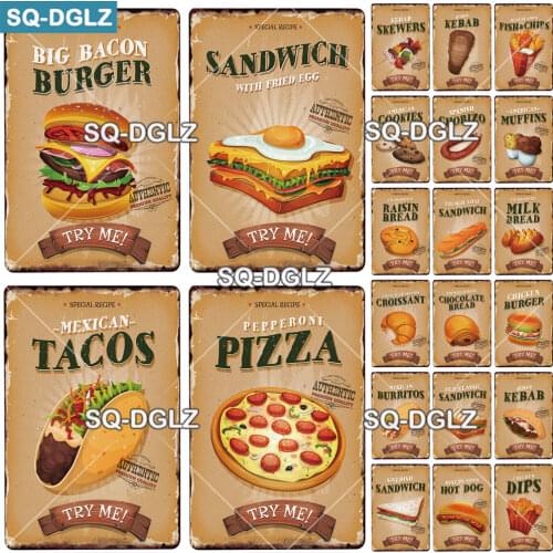 [SQ-DGLZ] American Food Metal Sign Bar Wall Decoration Tin Sign Vintage Metal Sign Painting Mustard Plaques Art Fast Food Poster