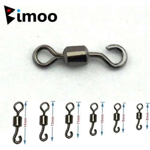 Bimoo 100PCS Open Eye Rolling Swivels Brass Fishing Connector Spinning Hook Rig Rigging Terminal Accessories Size 5 6 7 8 10 12