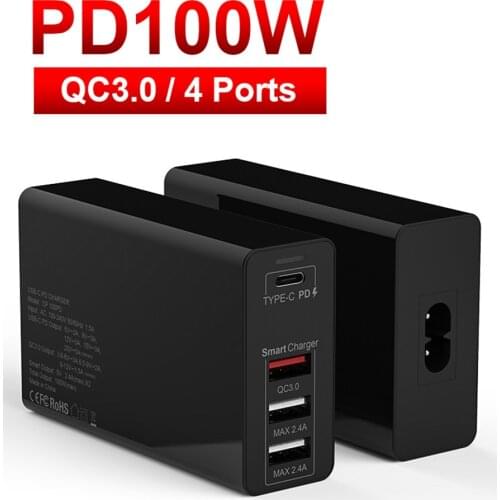 4-6 port PD QC 4.0 3.0 Quick Charger 75W/100W/150W GaN Charger Charging Station for Samsung iPhone Huawei Laptop PD USB Charger