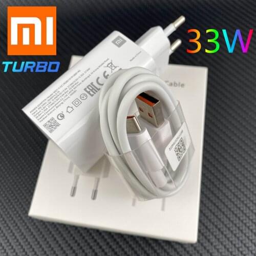 Original Xiaomi POCO X3 EU 33W Turbo Charge Power Adapter USB Type C Travel Charger 5A Cable For Mi 10 9T 9 Redmi Note 8 10 Pro
