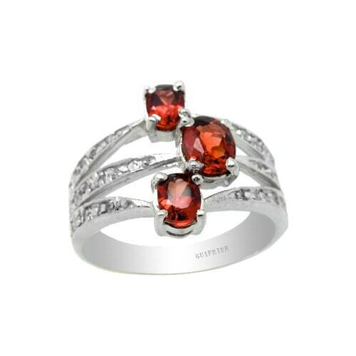 Sterling Silver Garnet Ring for Party 100% Natural Garnet Silver Ring 925 Silver Garnet Jewelry Gift for Woman