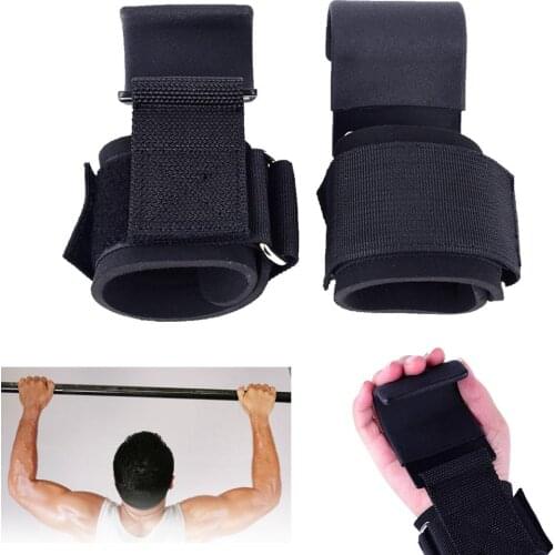 1 Pair Fitness Weight Lifting Support Hook Sports Training Gym Anti-skid Grip Straps Hook Wristband Weights Power Dumbbell Hook