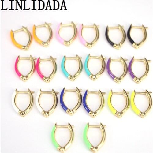 10Pairs 2020 Neon Enamel V Hoops for Women Gold-Color Statement Jewelry Vintage Boho Geometric Earrings