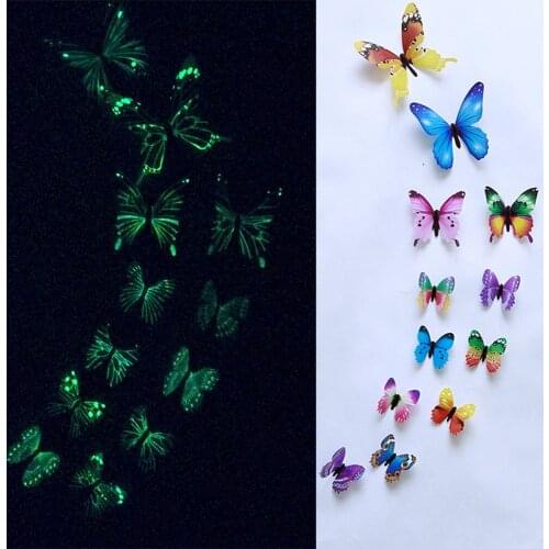 12Pcs/set Luminous Butterfly Design Decal Art Room Wall Stickers Magnetic DIY Sticker Stickertjes For Home wedding Party Decor