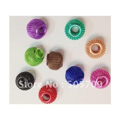 30PCS Mixed Colour Mesh Bead Charm W/big hole #20759