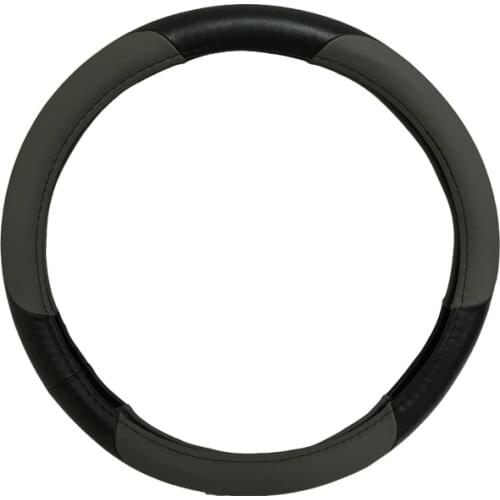 38CM Black And Grey interval Soft Universal High Quality Fashion PU Leather Car Auto Steering Wheel Cover