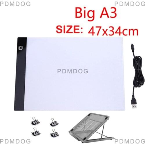 A3 LED lamp pad with 3 kinds of brightness, USB driver, drawing board tool accessories