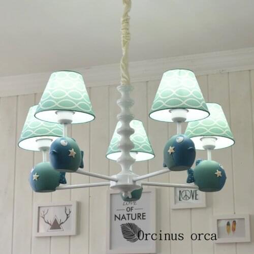 American cartoon creation small fish chandelier boy bedroom childrens room lamp European garden LED resin chandelier