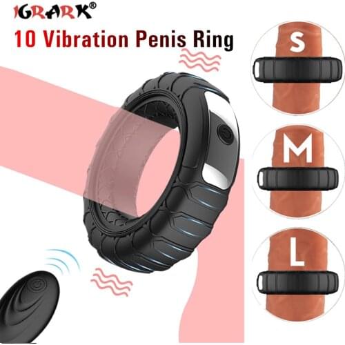 Wireless Remote Control Vibrator Penis Ring Time Delay Silicone Cock Rings Male Masturbator Dick Massage Sex Toys For Men Adults