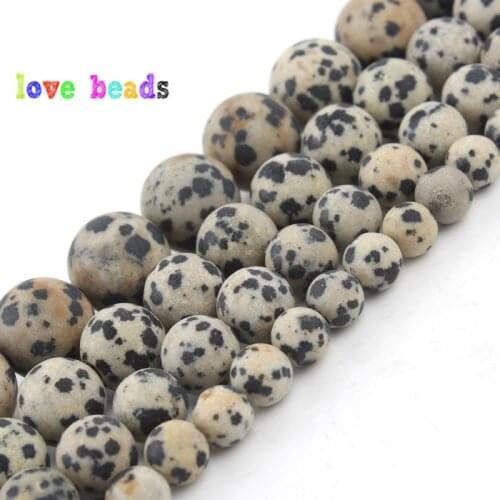 4/6/8/10/12mm Natural Matte Yellow Spot Stone Beads Loose Mineral Beads for Jewelry Making DIY Bracelet Accessories 15'' strand